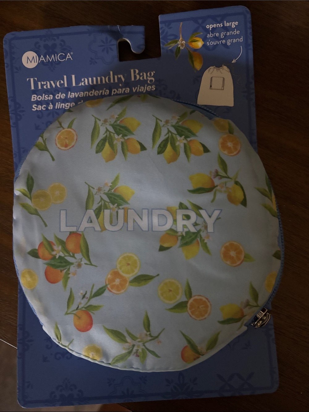 miami Light Blue Citrus Print Travel Laundry Bag